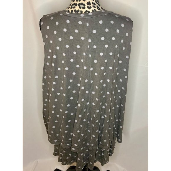AGNES & DORA TWO TIERED SLEEVELESS TUNIC GREY POLKA DOTS WOMEN’S SIZE 3XL XXXL - Picture 2 of 3